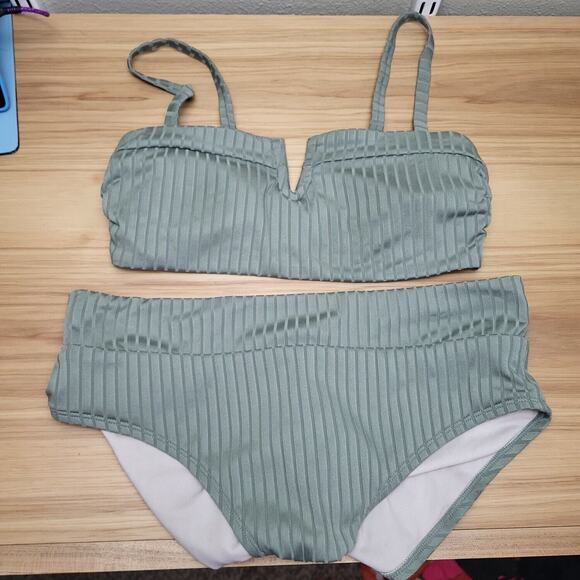 Aqua Couture Womens Olive Adjustable Strap Two Piece Bikini Set Size Medium - Picture 1 of 9